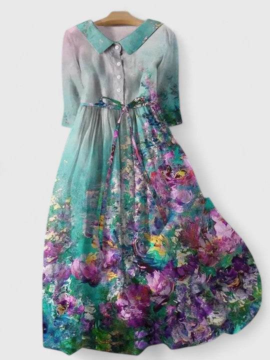 BRIONY | AQUA BLOOM WATERCOLOUR DRESS