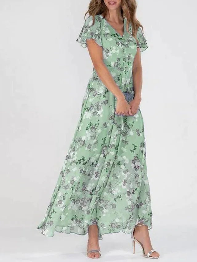 ZURI | ELEGANT FLOWY TUMMY-FLATTERING DRESS