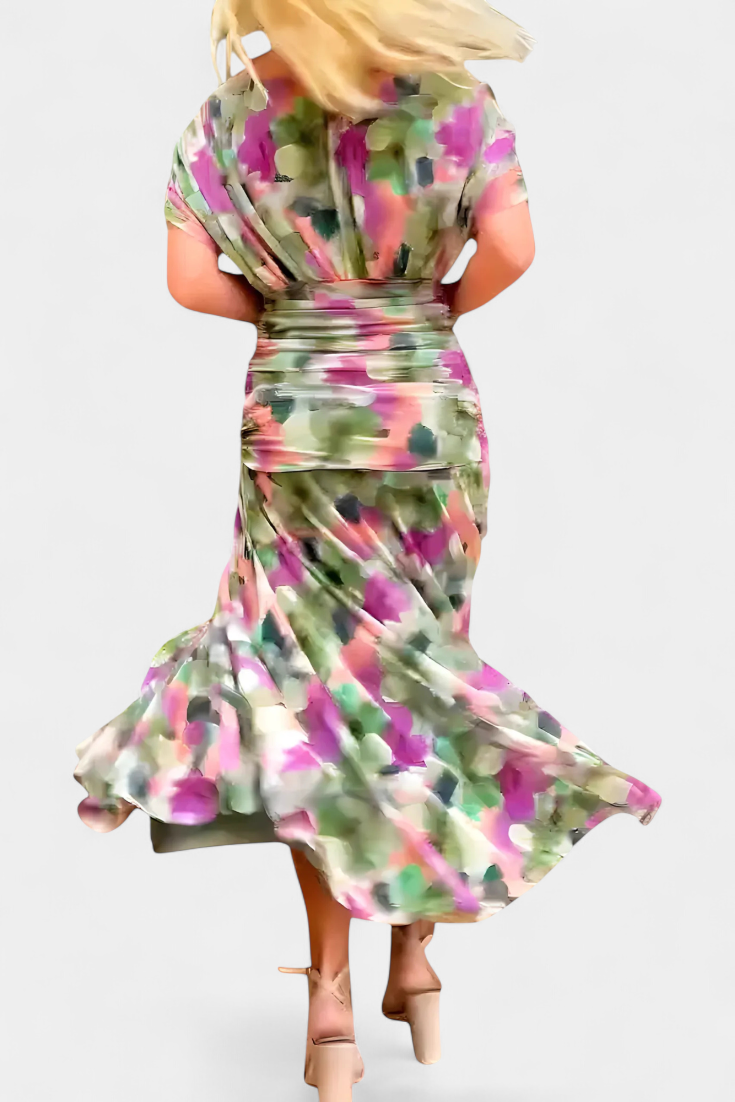 Alondraa™ Long Floral Dress with V-Neck