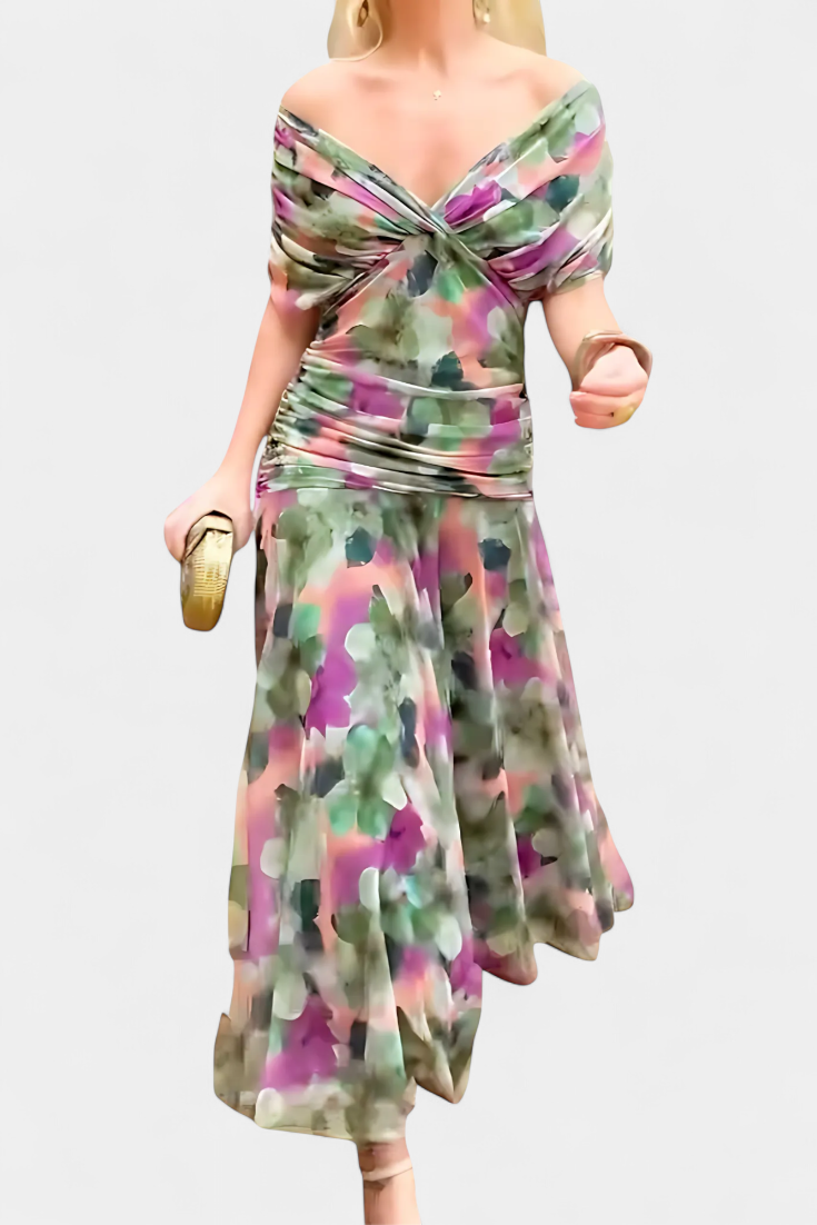 Alondraa™ Long Floral Dress with V-Neck