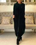 Helen | Elegant Velvet Winter Dress with Pockets