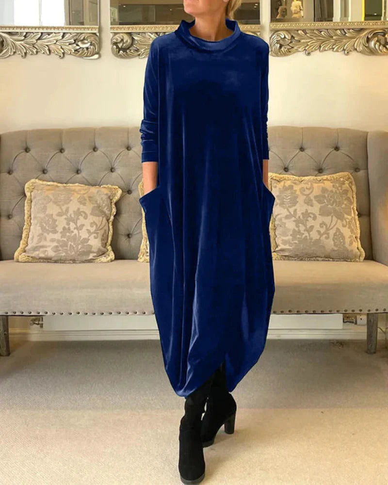 Helen | Elegant Velvet Winter Dress with Pockets