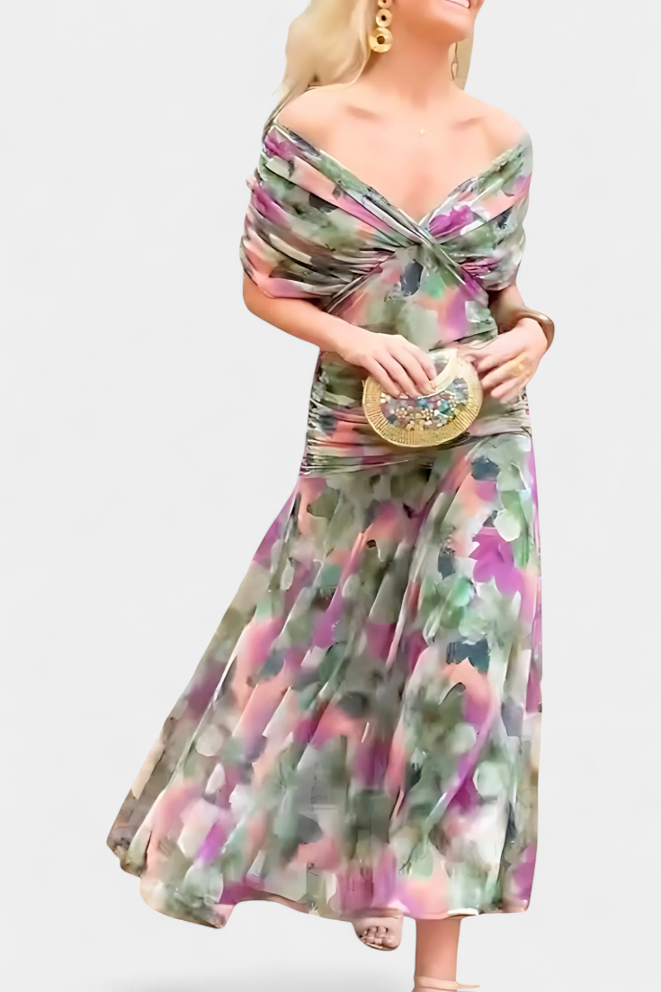 Alondraa™ Long Floral Dress with V-Neck