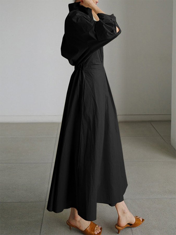 Brynn - Chic Polo Collar A-Line Swing Dress