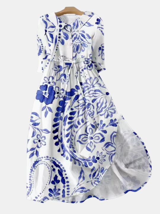 SAVANNAH | BLUE PORCELAIN ELEGANCE DRESS