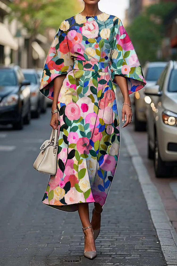 Zoraida - Stylish Batwing Sleeve Long Dress