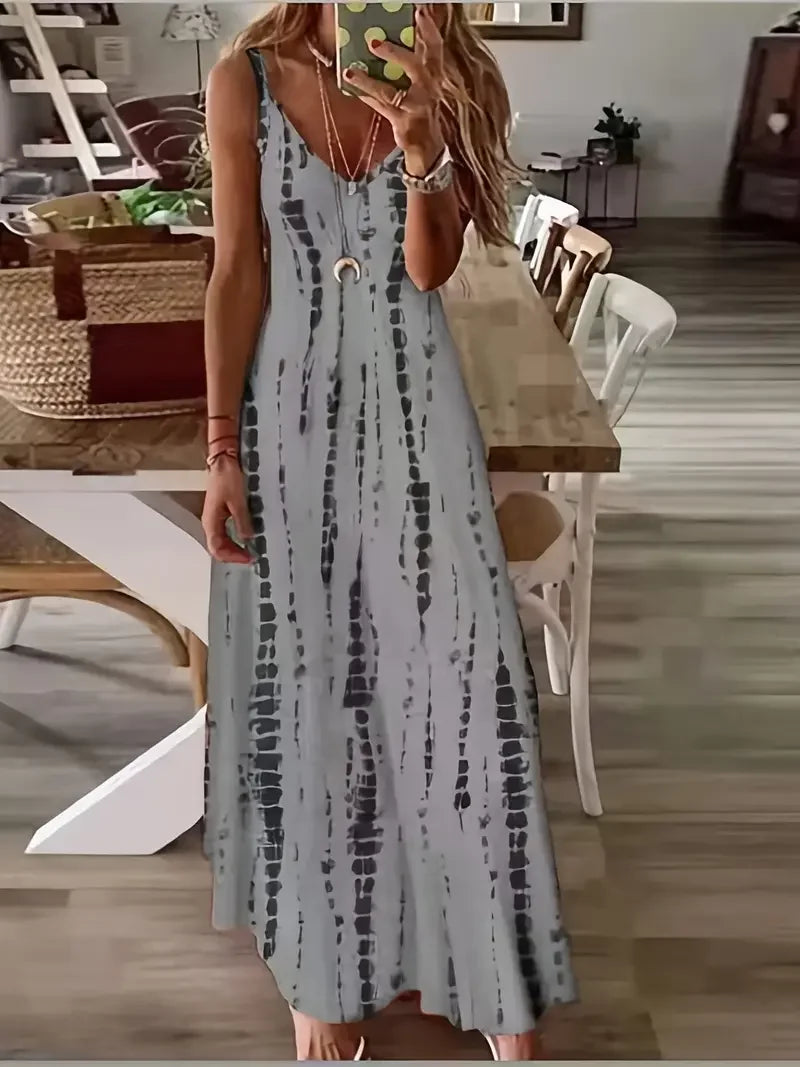 Seren - Women's V-Neck Tie-Dye Maxi Dress