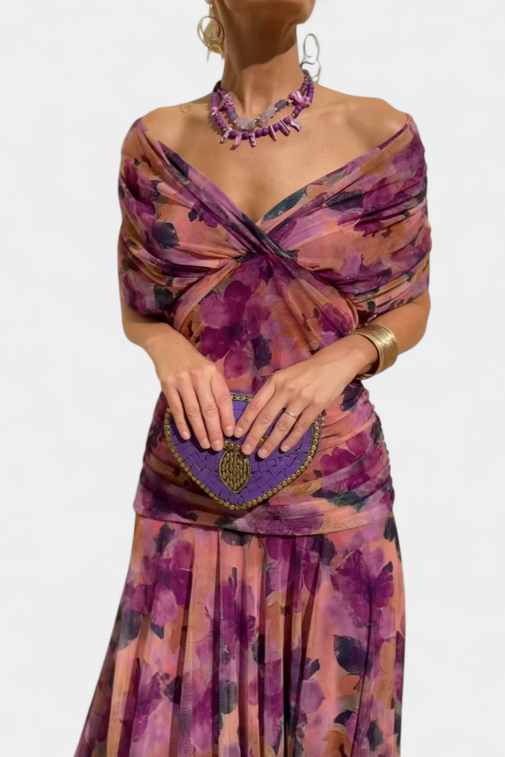 Alondraa™ Long Floral Dress with V-Neck
