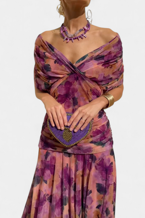 Alondraa™ Long Floral Dress with V-Neck