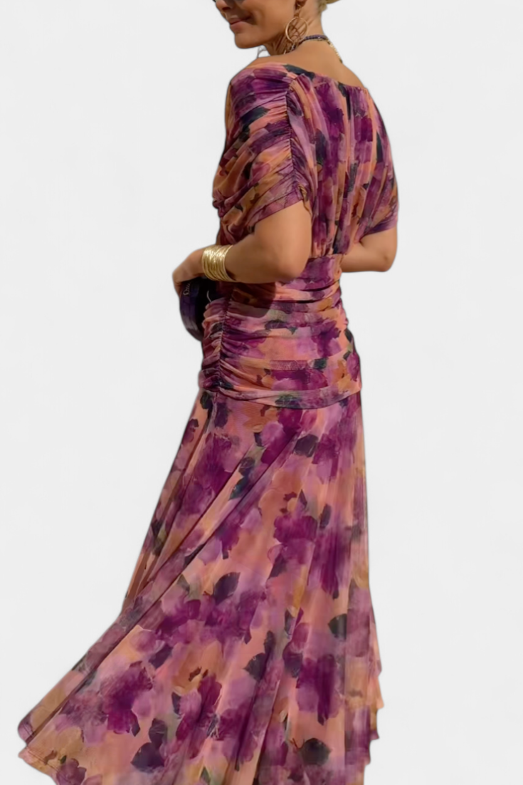 Alondraa™ Long Floral Dress with V-Neck