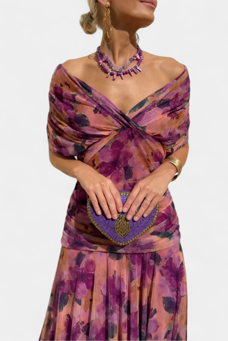 Alondraa™ Long Floral Dress with V-Neck