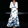 Ruby | Belted V-Neck Floral Maxi Dress