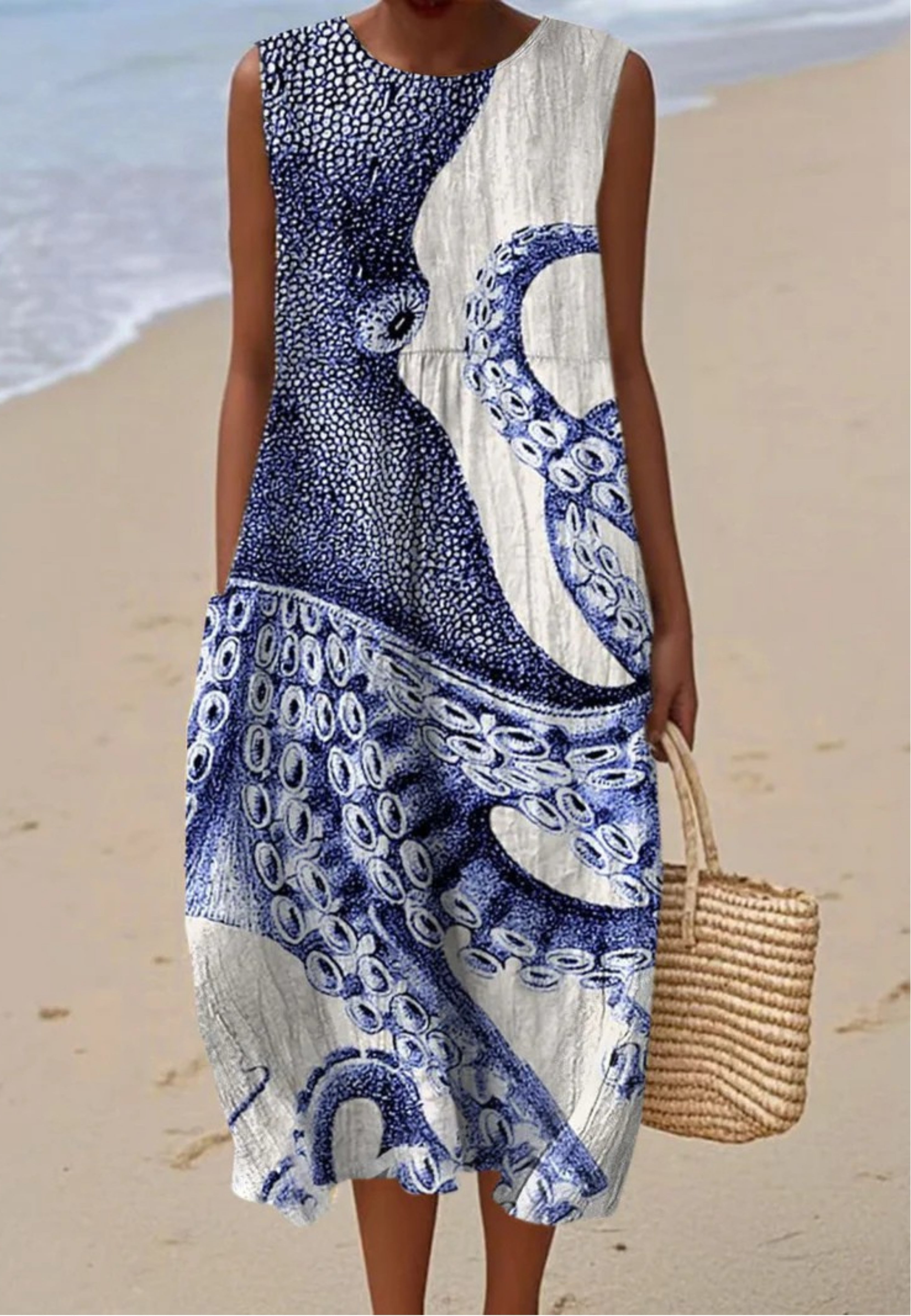 THEO | OCTOPUS ART PRINT SLEEVELESS DRESS