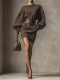 CLÉA | Short Knit Dress with Structured Belt