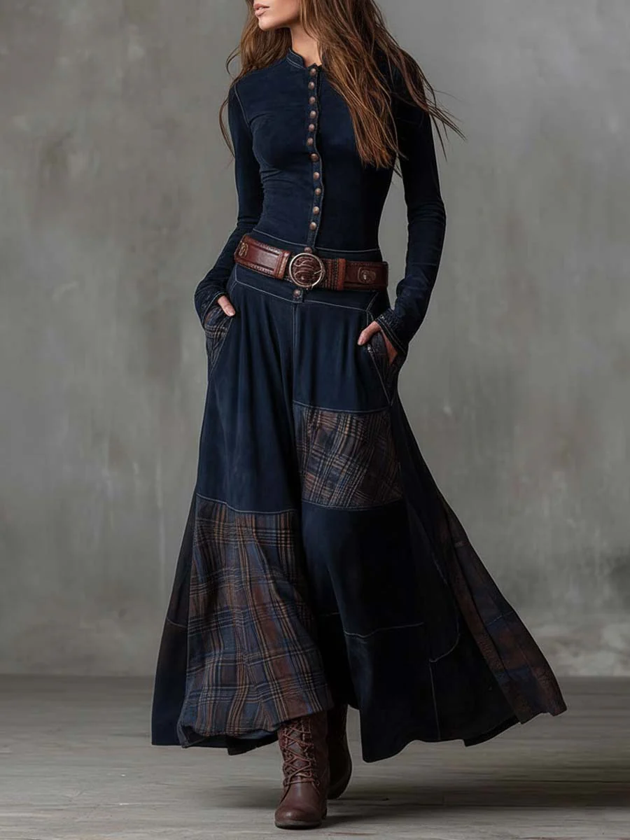Helena | Suede Maxi Dress with Belt