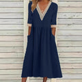 LIVIA | LACE TRIM MID-LENGTH DRESS