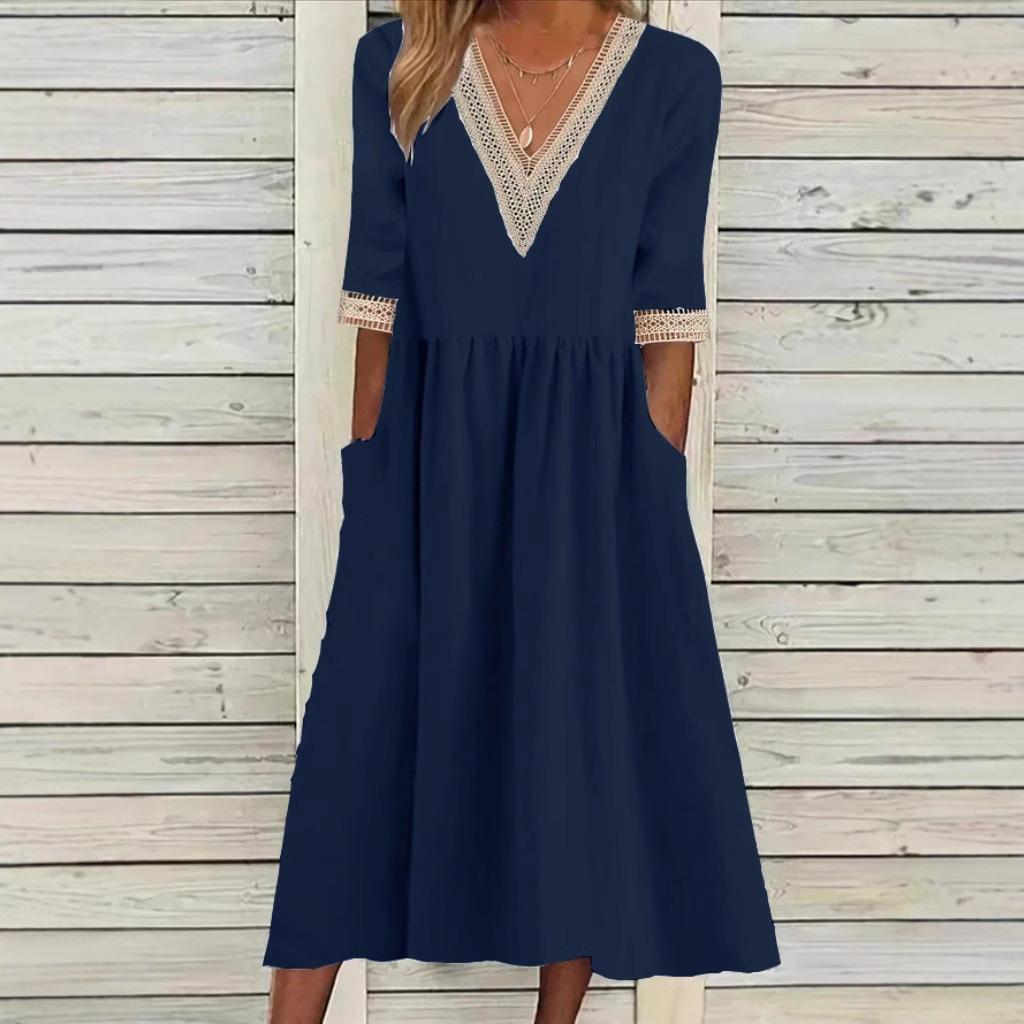 LIVIA | LACE TRIM MID-LENGTH DRESS