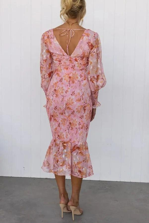 Taisie - Floral Ruffle Midi Dress