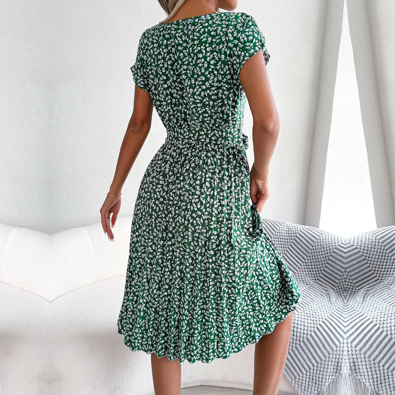 Fena - Floral Pleated Midi Dress