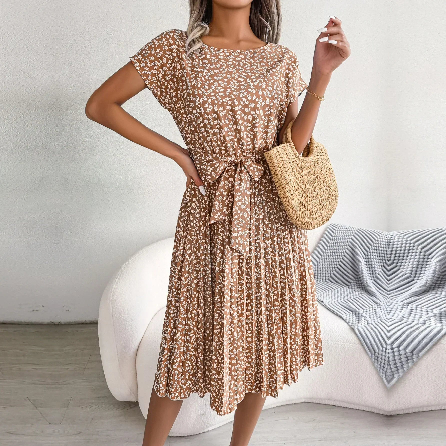 Fena - Floral Pleated Midi Dress