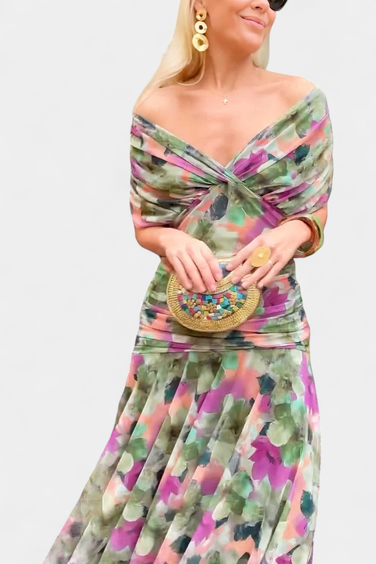 Alondraa™ Long Floral Dress with V-Neck