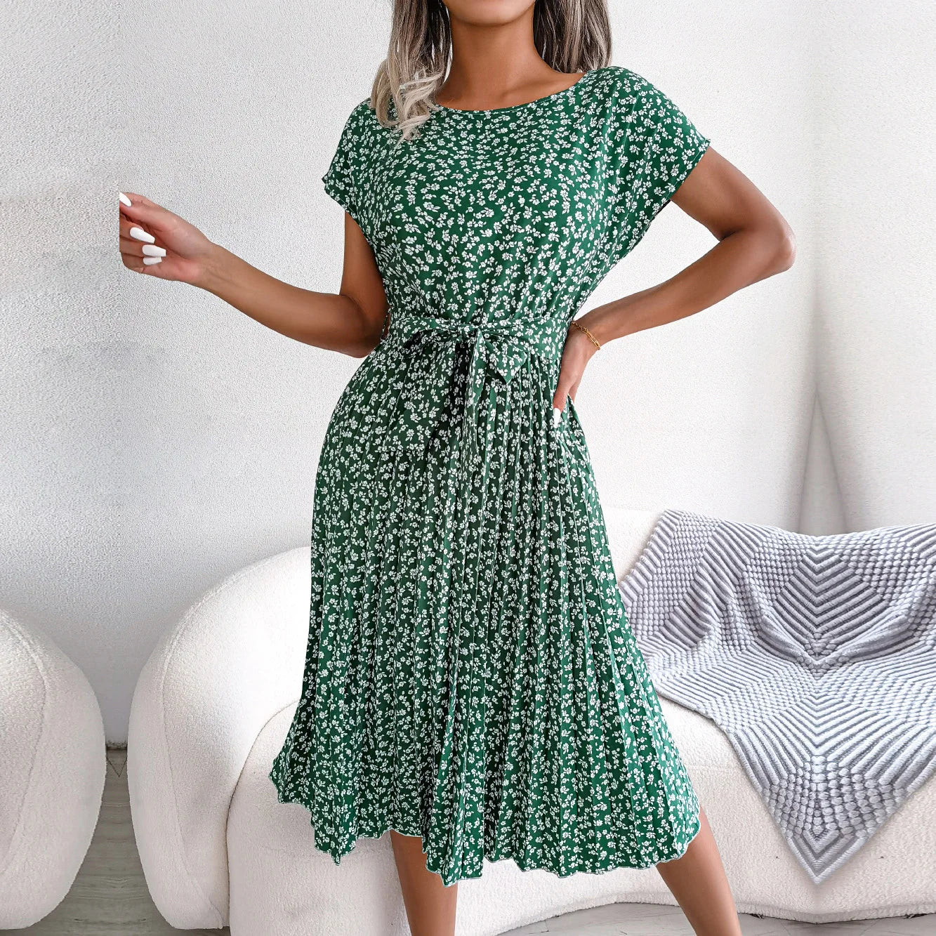 Fena - Floral Pleated Midi Dress