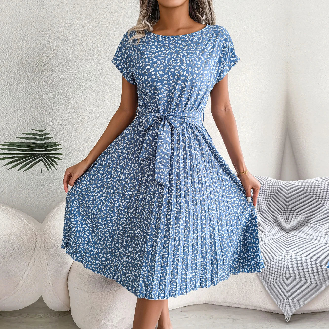 Fena - Floral Pleated Midi Dress