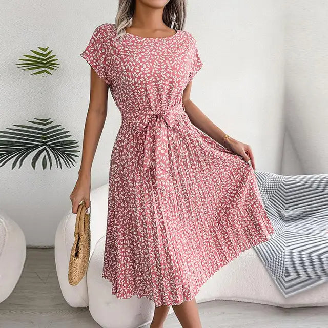Fena - Floral Pleated Midi Dress